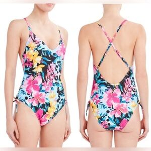 UEC BCBG Paris BRIGHT MULTICOLORED Adjustable MIO one piece BATHING SUIT SZ L